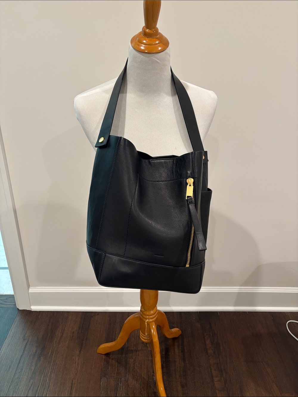 All Saints Alba Sheepskin Leather Structured Hobo Bag - Picture 10 of 11